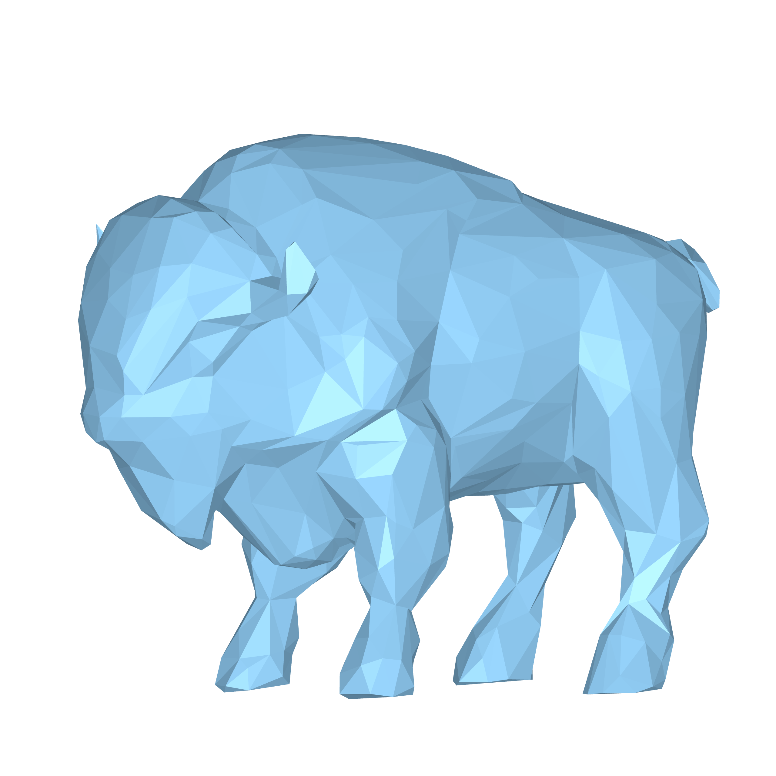 bison poly bull animal triangles cow power 3D print model - Mito3D