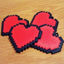 8-bit kalp Anahtarlık çeşitli 8bit kalpler retro Sevgililer 3d print model - Mito3D