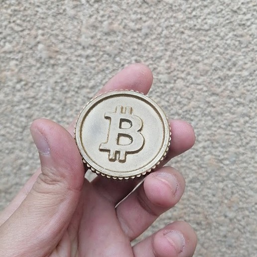 bitcoin coin art key ring keychain coaster cryptocurrency 3D print model - Mito3D