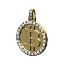 Bitcoin Diamant Anhänger 3d drucken Modell Charme Schmuck druckbar Gold Silber Halskette Luxus Beute HipHop bling Rap Sterling Mode Kryptocoin 3d print model - Mito3D