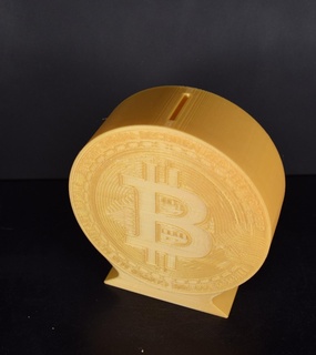 bitcoin piggy bank Gadget moneybank crypto token ethereum silver piece euro dollar 3d print model - Mito3D