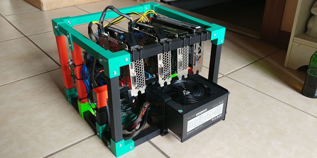 Bitwürfel Krypto Bergbau rig Ender 3 freundlich völlig 3d gedruckt 20x20 amd Bitcoin Bergmann Kryptowährung Äther gpu nvidia psu 3D print model - Mito3D