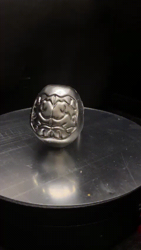 biting skull ring gold custom jewelry silver man woman 3dprint cast wax block brain free 3D print model - Mito3D