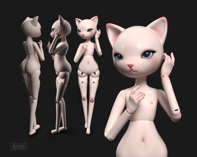 bjd doll stl 3d model printing moony cat furry anthro ball jointed art 35cm 20cm 3d print model - Mito3D