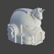 bkgcode - space marine unicorn helmet game toy kids cute horse horn resin model sculpture stylized spacemarine warhammer w40k 3d print model - Mito3D
