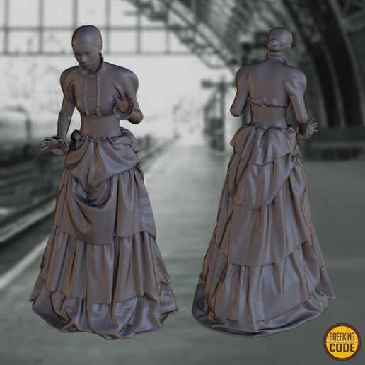 modelo bkg 1890s senhora elegante 1890 xix roupas vestir moda menina manequim mini vitoriana mulher 3D print model - Mito3D