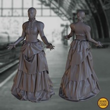 bkgmodel 1890s lady victorian mini fashion clothes dress print woman xix marvelousdesigner dummy girl 3d print model - Mito3D