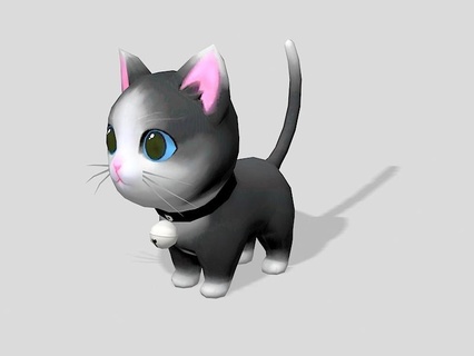 negro gato anime lindo niña Arte impresión proyecto pequeño 3d print model - Mito3D