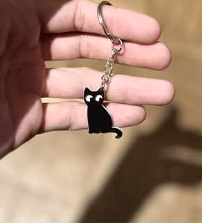 negro gato llavero malo suerte Víspera Santos escalofriante temporada gatito contento alegría vanessa 3d print model - Mito3D