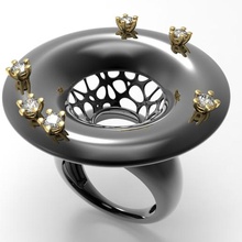 buraco negro jóias gemas cocktail anel blackhole 3d print model - Mito3D