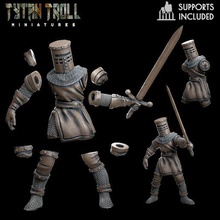 black knight modular - pre-supported game dnd minature minis mini dungeons dragons 32mm tytantroll miniatures patreon defeated arms limbs sword 3d print model - Mito3D
