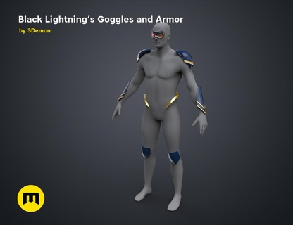 black lightning goggles armor dc thunder superhero accessories jefferson pierce comics glasses hero electric whale cosplay 3d print model - Mito3D