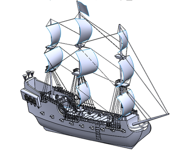 schwarz Perle Schiff back pearl 3d Design druckbar Piraten Kanon Boote 3d print model - Mito3D