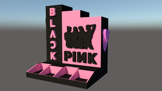 negro rosado lápiz caso funda k pop oficina almacenamiento 3d print model - Mito3D