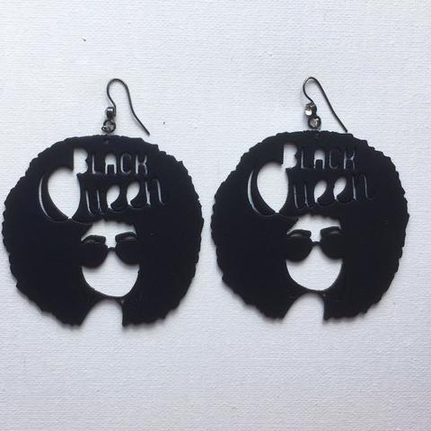 black queen afro earrings fashion art women jewelry 3D print model - Mito3D