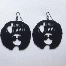 black queen afro earrings fashion art women jewelry 3d print model - Mito3D