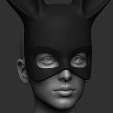 nero coniglio maschera arte Halloween zucca testa design scultura 3d print model - Mito3D