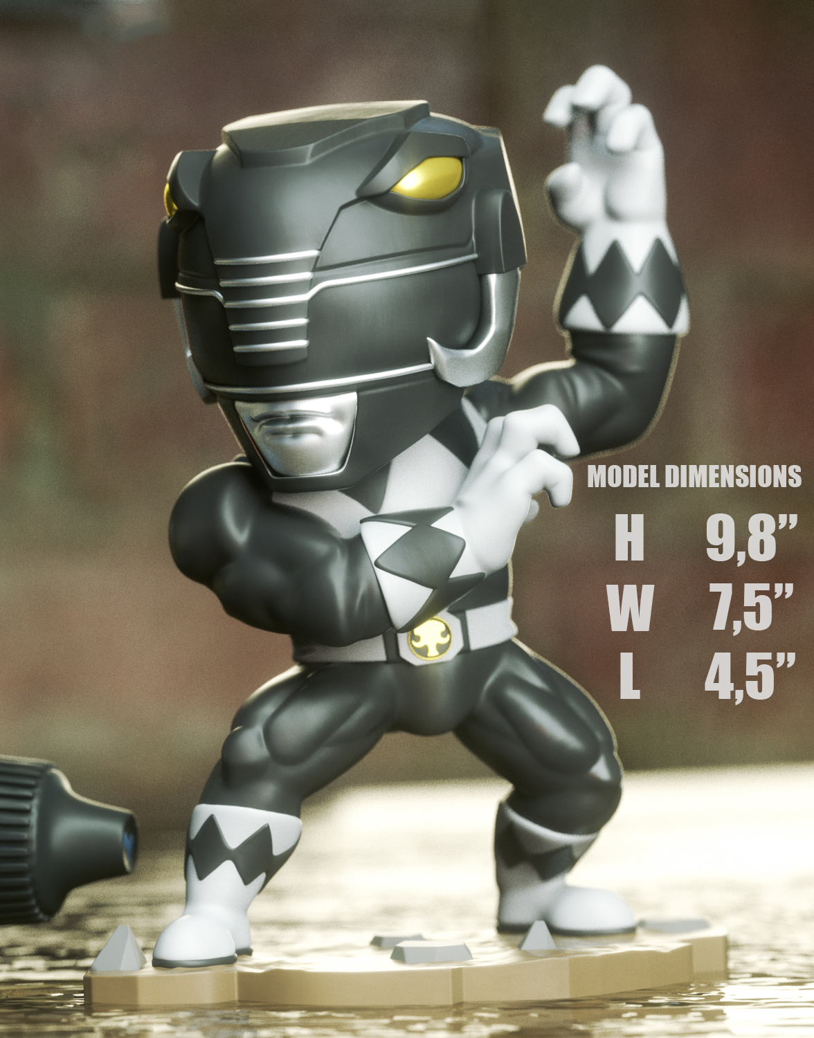 noir ranger chibi Puissance Jeu bidule stl 3dprint impression collectionner action figure figure3d film 3D print model - Mito3D