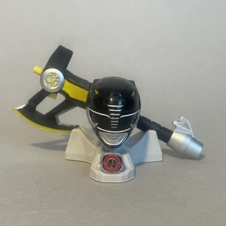black ranger helmet weapon morpher display base lightning collection remastered mighty morphin power rangers ax 3d print model - Mito3D