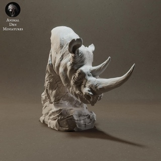 nero rinoceronte fallimento animale Africa selvaggio fauna selvatica creatura realistico scultura figurina figura miniatura savana pascolo deserto gigante zanna 3d print model - Mito3D