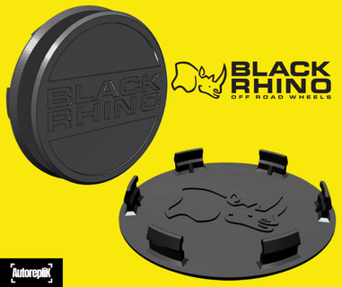 negro rinoceronte rueda centrar cubo gorra 2 7 8 borde 3d print model - Mito3D