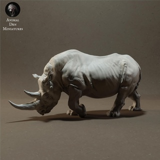 nero rinoceronte animale Africa Toro selvaggio fauna selvatica creatura realistico scultura figurina figura miniatura savana pascolo deserto gigante zanna 3d print model - Mito3D