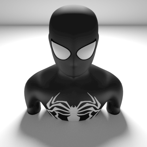 negro de spiderman estatua art juguete baja poli superhéroe traje 3D print model - Mito3D