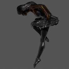 noir swan art dance ballet people person character woman female girl lady maiden sculpture figurine miniature 3d print model - Mito3D