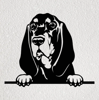 noir bronzer coonhound mur art 2d décoration chien canin course mascotte animal chiot 3d print model - Mito3D