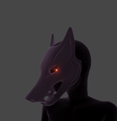 black wolf mask dog furry cosplay demon ninja japanese oni style 3d print model - Mito3D