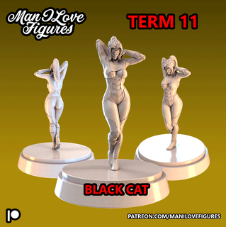 Kara kedi mini oyun oyunlar masa başında minyatürler stl reçine yazıcı kadın 3d print model - Mito3D