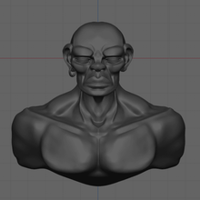homme noir buste stylisé art 3d print model - Mito3D