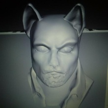negro triste busto personaje gato escultura cómic libro 3d print model - Mito3D