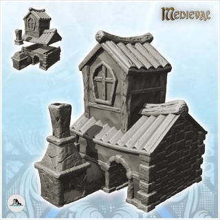 blacksmith's shop cut stone arch center 11 - medieval feudal old archaic saga 28mm 15mm building architecture tabletop miniatures scenery wargame game terrain house accessories middle age dark rose war traditionnal fantasy european village 3d print model - Mito3D