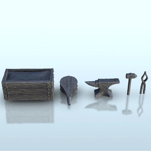 blacksmith interior set - warhammer age sigmar bolt action flames war 3D print model - Mito3D