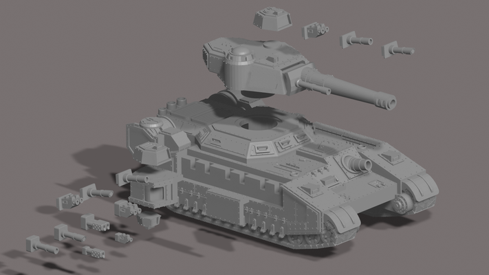 espada súper pesado tanque serie juego baeblade imperial guardia épico 6mm 8mm oscura 3d print model - Mito3D