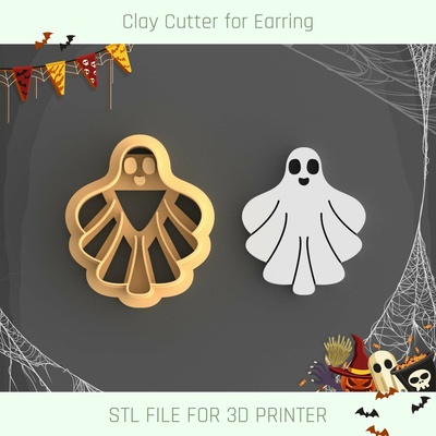 blanked ghost cutter halloween polymer clay tool jewellry stl 3d print model - Mito3D