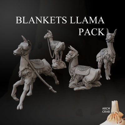 mantas llama paquete arte animal azteca lindo maya rpg corriendo sentado mullido d 28mm dnd inca peludo alpaca sillín manta npc 3d print model - Mito3D