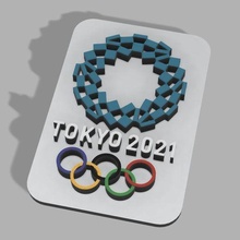 blason olympique Jeux tokyo 2020 2021 gadget pla sport athlète médaille coureur javelot tournage arc volley ball poids 3d print model - Mito3D