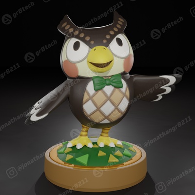 blathers - animal crossing amiibo nintendo games animalcrossing village isabelle acnh switch figure miniatures game figurines toys gamestoys 3d print model - Mito3D