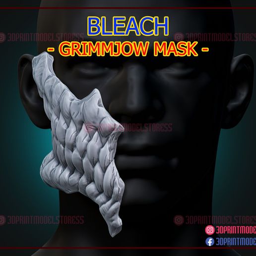 candeggiare grimmjow maschera cranio gioco ichigo anime denti giapponese fantasma cavo 3D print model - Mito3D