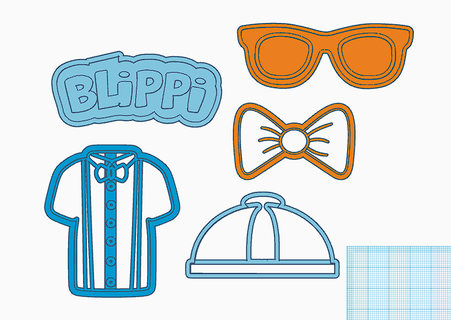 blippi cutters - pack cutting cookies eyewear shirt cookie cutter bow 3d print model - Mito3D