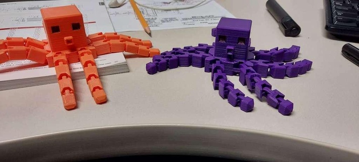 blocus articulé cube Minecraft poulpe tentacule tentacules 3d impression 3d print model - Mito3D