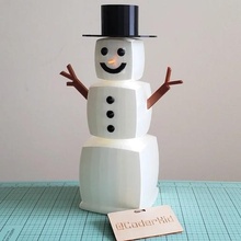 blocky snowman block cube dice frosty the ice rounded box edges snow model figure winter fun 3d print model - Mito3D