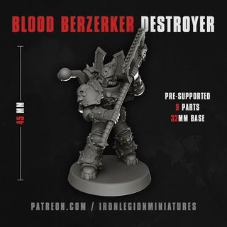 sangre Berzerker destructor infantería 42k w42k soldado tropa élite opr 28mm sci fi caos marina 3d print model - Mito3D