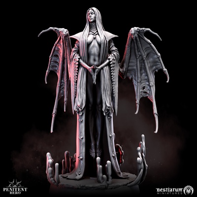 bloodcaller game bestiarum miniatures grimdark dark fantasy horror 5e wargaming rpg 32mm vampires undead death character mage blood wizard dhampir boss leader 3d print model - Mito3D