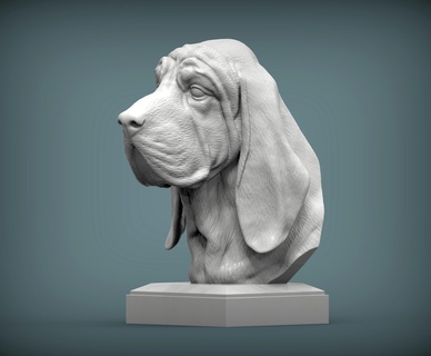 sabueso 3d impresión modelo Arte perro naturaleza mamífero animal mascota escultura estatuilla recuerdo presente esculpir esculturas estatua imprimible miniaturas busto 3d print model - Mito3D
