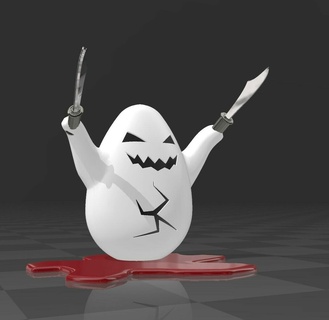 bloodthirsty egg - halloween decor knive decoration spooky blood 3d print model - Mito3D