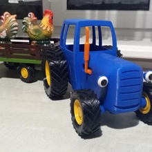 Blaue cartoon-Traktor Spiel trailer - Spielzeug cartoon blau Traktor 3d print model - Mito3D