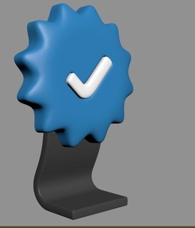 Blau prüfen Kennzeichen Stand Tick instagram twittern 3d print model - Mito3D